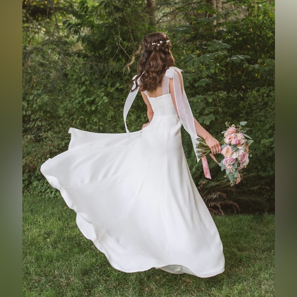Reformation Balsam Bow Maxi Dress Ivory - Bridal - Ribbon Tie Straps - Size 0 - Picture 2 of 14